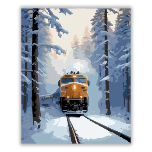 Havas Téli Expressz - számfestő készlet - Számfestő.hu - 40×50cm - Keret nélkül