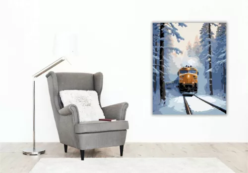 Havas Téli Expressz - számfestő készlet - Számfestő.hu - 40×50cm - Keret nélkül