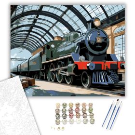 Történelmi Expresszvonat Állomáson - számfestő készlet - Számfestő.hu - 40×50cm - keret nélkül