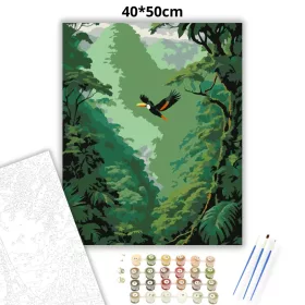 Amazonas Esőerdő és Repülő Tukán - számfestő készlet - Számfestő.hu - 40×50cm - Keret nélkül