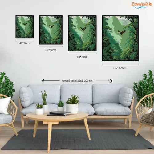 Amazonas Esőerdő és Repülő Tukán - számfestő készlet - Számfestő.hu - 40×50cm - Keret nélkül
