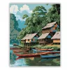 Amazonasi Cölöpfalu a Folyó Partján - számfestő készlet - Számfestő.hu - 50×60cm - Keret nélkül