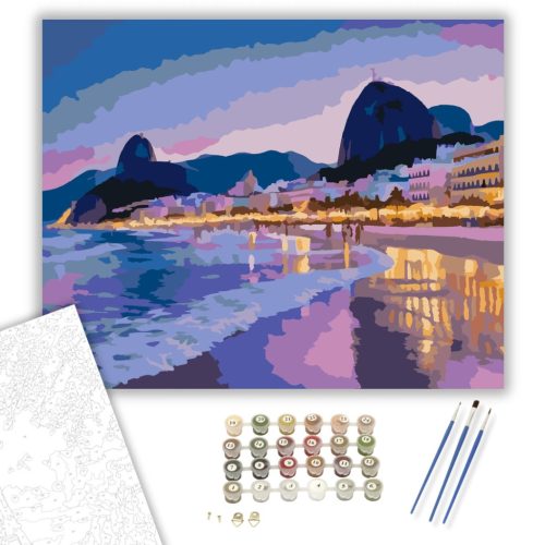 Copacabana Esti Fényei és Cukorsüveg-hegy - számfestő készlet - Számfestő.hu - 40×50cm - keret nélkül