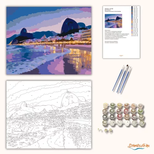 Copacabana Esti Fényei és Cukorsüveg-hegy - számfestő készlet - Számfestő.hu - 40×50cm - Keret nélkül