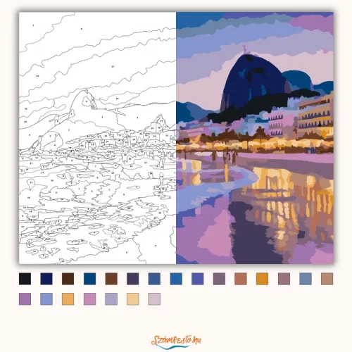 Copacabana Esti Fényei és Cukorsüveg-hegy - számfestő készlet - Számfestő.hu - 40×50cm - Keret nélkül