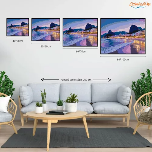 Copacabana Esti Fényei és Cukorsüveg-hegy - számfestő készlet - Számfestő.hu - 40×50cm - Keret nélkül