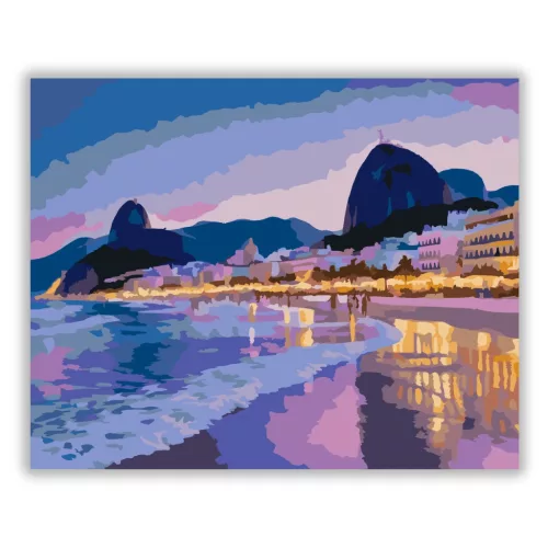 Copacabana Esti Fényei és Cukorsüveg-hegy - számfestő készlet - Számfestő.hu - 40×50cm - Keret nélkül