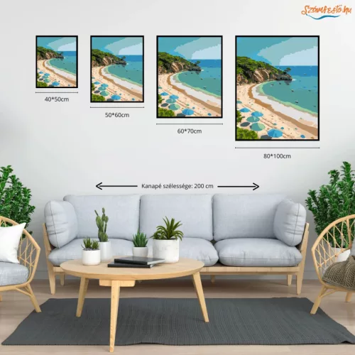 Búzios Trópusi Strandja - számfestő készlet - Számfestő.hu - 50×60cm - Keret nélkül