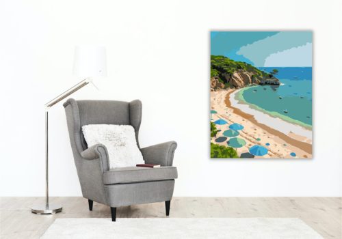 Búzios Trópusi Strandja - számfestő készlet - Számfestő.hu - 50×60cm - keretre feszítve