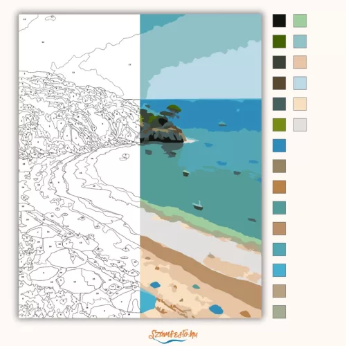 Búzios Trópusi Strandja - számfestő készlet - Számfestő.hu - 40×50cm - Keret nélkül