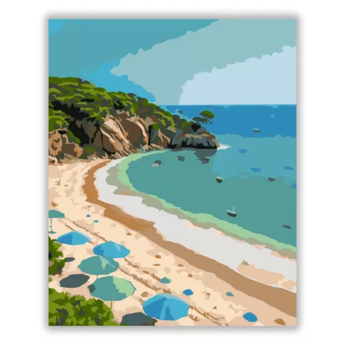Búzios Trópusi Strandja - számfestő készlet - Számfestő.hu - 40×50cm - Keret nélkül