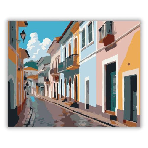 Pelourinho Színes Koloniális Utca - számfestő készlet - Számfestő.hu