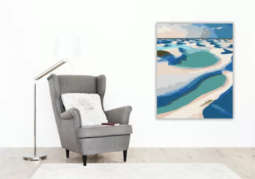 Lençóis Maranhenses Homokdűnék és Lagúnák - számfestő készlet - Számfestő.hu - 40×50cm - keret nélkül