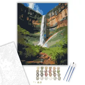 Chapada Diamantina Vízesés Szivárvánnyal - számfestő készlet - Számfestő.hu - 40×50cm - keret nélkül