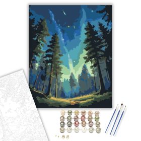 Elliptikus Galaxis Az Erdő Felett - számfestő készlet - Számfestő.hu - 40×50cm - keret nélkül