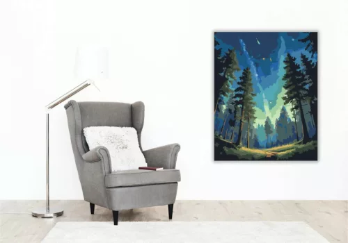 Elliptikus Galaxis Az Erdő Felett - számfestő készlet - Számfestő.hu - 40×50cm - Keret nélkül