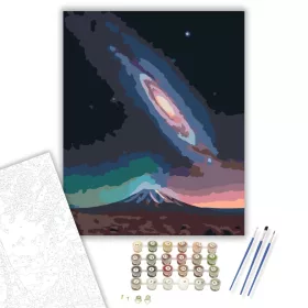 Lentikuláris Galaxis és Hegyi Táj - számfestő készlet - Számfestő.hu - 40×50cm - keret nélkül