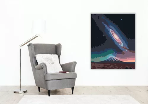 Lentikuláris Galaxis és Hegyi Táj - számfestő készlet - Számfestő.hu - 80×100cm - keret nélkül