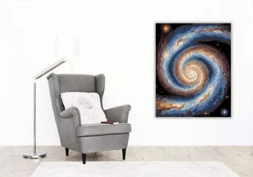 Spirálgalaxis Csillagokkal - számfestő készlet - Számfestő.hu - 40×50cm - keret nélkül