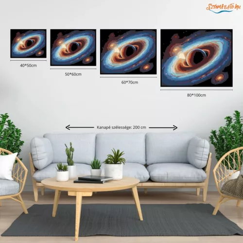 Gyűrűs Plazmagalaxis - számfestő készlet - Számfestő.hu - 40×50cm - Keret nélkül