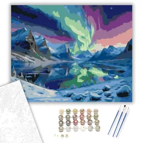 Északi Fények a Fjord felett - számfestő készlet - Számfestő.hu - 40×50cm - keret nélkül