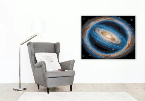 Gyűrűs Galaxis Fénylő Maggal - számfestő készlet - Számfestő.hu - 40×50cm - keretre feszítve