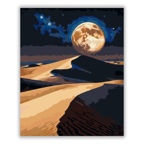 Holdfény és Galaxis a Sivatag Felett - Számfestő.hu