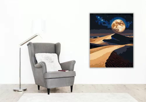 Holdfény és Galaxis a Sivatag Felett - számfestő készlet - Számfestő.hu - 80×100cm - keretre feszítve
