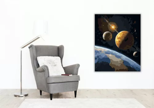 Kettős Bolygórendszer Ikercsillaggal - számfestő készlet - Számfestő.hu - 40×50cm - keretre feszítve