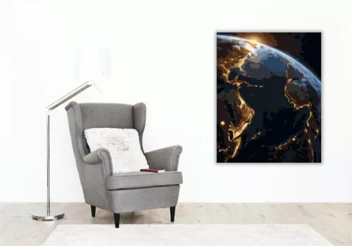 Föld Napfelkeltében - számfestő készlet - Számfestő.hu - 60×70cm - keret nélkül