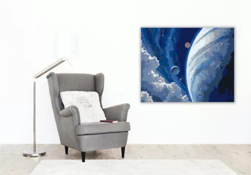 Neptunusz és Holdjai - számfestő készlet - Számfestő.hu - 40×50cm - keret nélkül