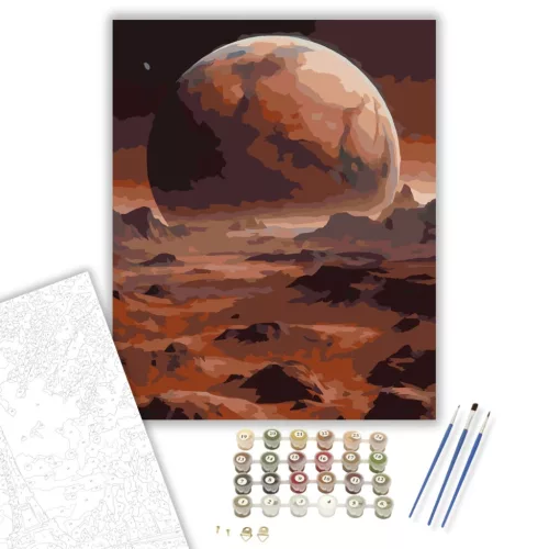 Mars Felszíne és Phobos - számfestő készlet - Számfestő.hu - 50×60cm - keretre feszítve