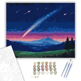 Csillagfényes Égbolt és Üstökös - számfestő készlet - Számfestő.hu - 40×50cm - keret nélkül