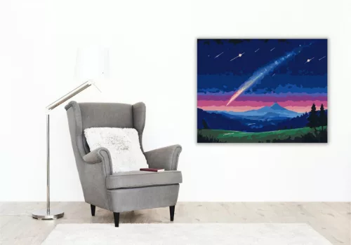 Csillagfényes Égbolt és Üstökös - számfestő készlet - Számfestő.hu - 80×100cm - keretre feszítve