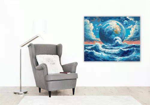 Oceánbolygó Viharos Égbolt alatt - számfestő készlet - Számfestő.hu - 40×50cm - keret nélkül