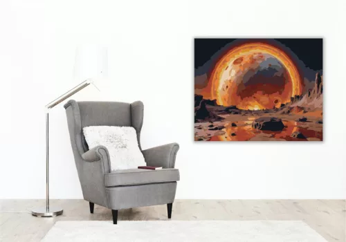Merkúr Felszín és Forró Nap - számfestő készlet - Számfestő.hu - 50×60cm - keret nélkül