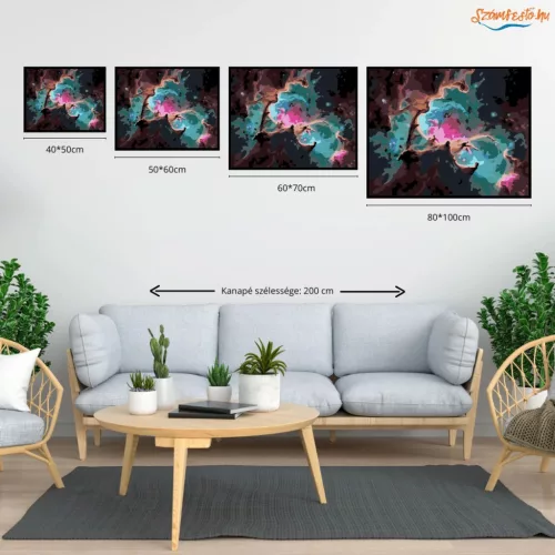 Fiatal Csillagok Születése Színes Ködben - számfestő készlet - Számfestő.hu - 40×50cm - Keret nélkül