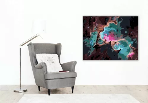 Fiatal Csillagok Születése Színes Ködben - számfestő készlet - Számfestő.hu - 40×50cm - Keret nélkül
