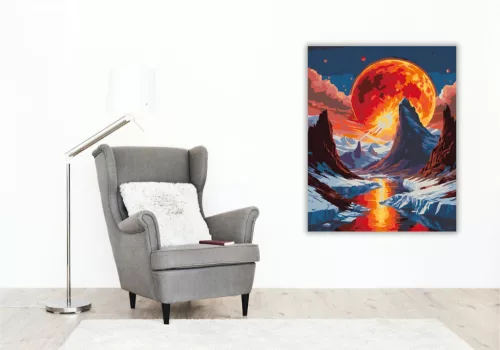 Lángoló Nap és Jégvölgy - számfestő készlet - Számfestő.hu - 40×50cm - keret nélkül