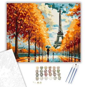 Őszi Párizsi Séta - számfestő készlet - Számfestő.hu - 40×50cm - keret nélkül