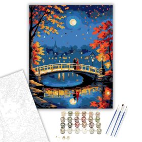 Romantikus Éjjeli Hídséta - számfestő készlet - Számfestő.hu - 40×50cm - keret nélkül