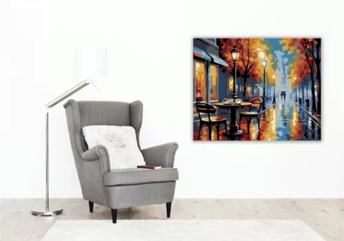Őszi Városi Kávézó - számfestő készlet - Számfestő.hu - 40×50cm - keret nélkül