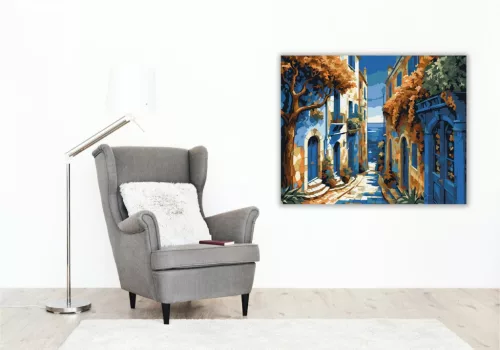 Tengerre Nyíló Színes Utcácska - számfestő készlet - Számfestő.hu - 40×50cm - keret nélkül