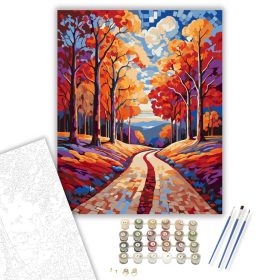 Őszi Absztrakt Erdő Útvonal - számfestő készlet - Számfestő.hu - 40×50cm - keret nélkül