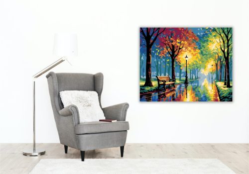 Színes Őszi Parki Séta - számfestő készlet - Számfestő.hu - 40×50cm - keret nélkül