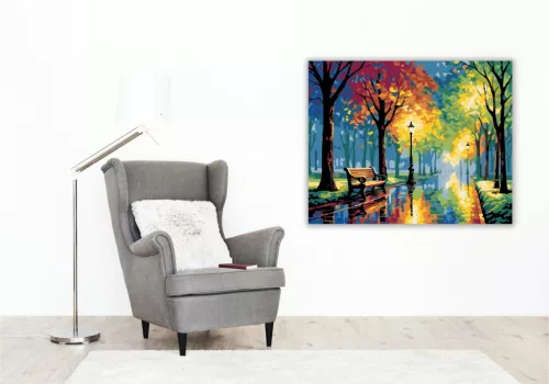 Színes Őszi Parki Séta - számfestő készlet - Számfestő.hu - 50×60cm - keret nélkül