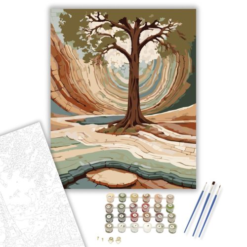Természeti Rétegek Absztrakt Táj - számfestő készlet - Számfestő.hu - 40×50cm - keretre feszítve