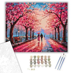 Tavaszi Cseresznyevirág Séta - számfestő készlet - Számfestő.hu - 40×50cm - keret nélkül