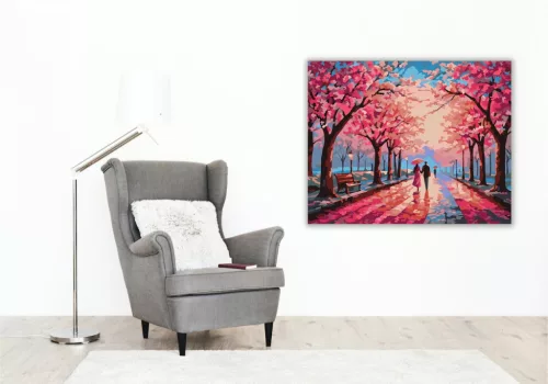 Tavaszi Cseresznyevirág Séta - számfestő készlet - Számfestő.hu - 60×70cm - keret nélkül