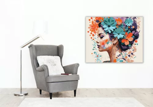 Virágos Sziluett Színkavalkád - számfestő készlet - Számfestő.hu - 50×60cm - keret nélkül